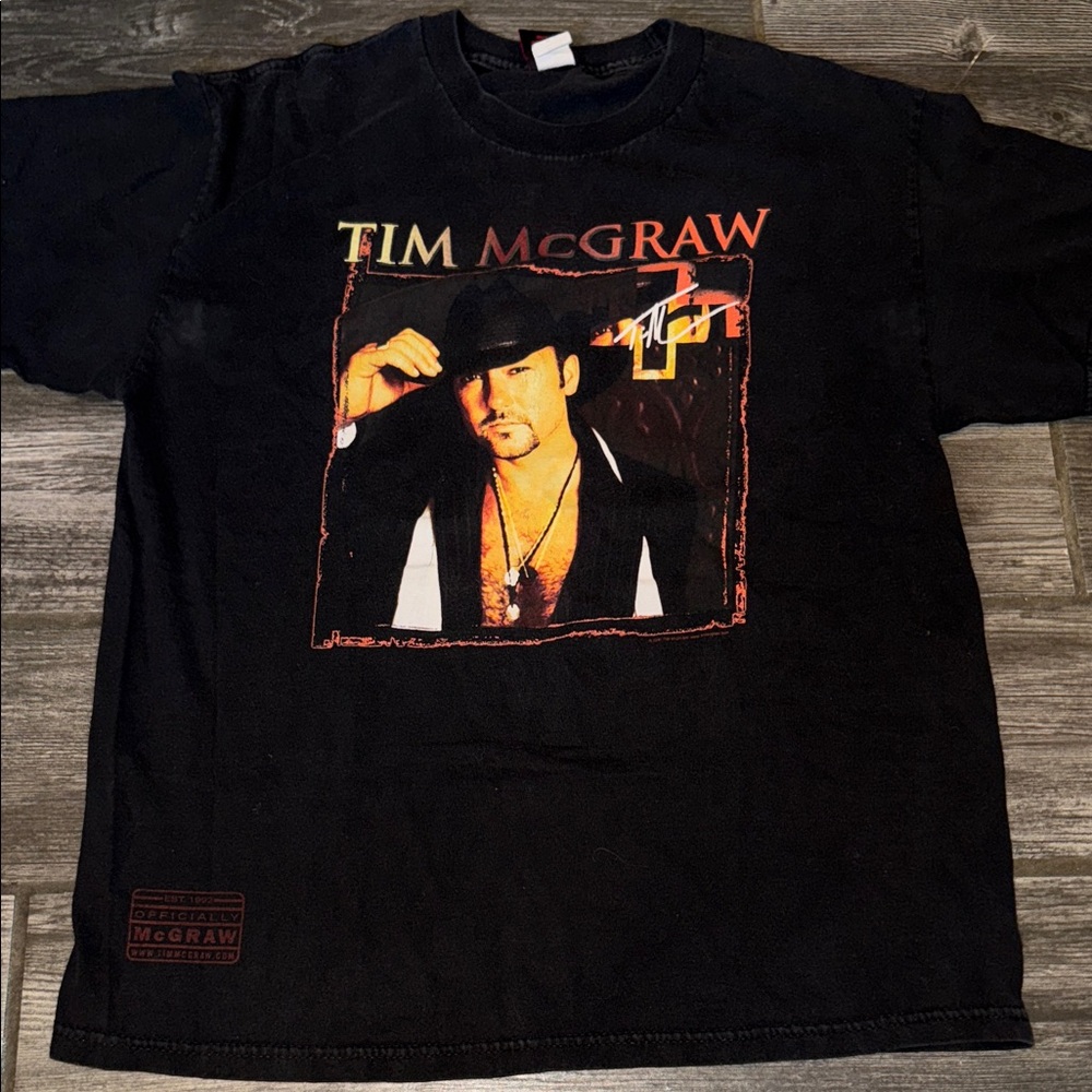 Tim McGraw Black Graphic T-Shirt tour concert vintage large